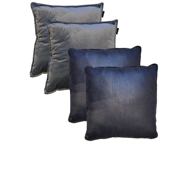 Shelf - x4 Throw Pillows - Blue & Black