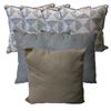 Image 1 : 2 Shelves - x7 Throw Pillows - Blue & White Triangular Design, Blue, Grey