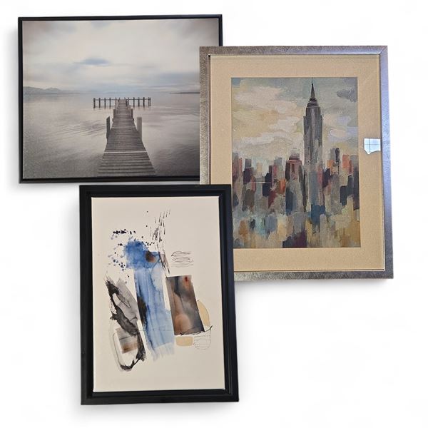 3 pc - Abstract Buildings 17x21" / Abstract 13x19" / Beach 17x21"