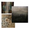 Image 1 : 4 pc - (x2) Abstract Landscapes 36x18" / Floral Print 35x35" / Mountain Print 40x40"
