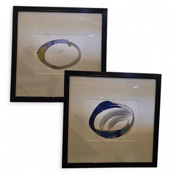 2 pc - Framed Abstract Shapes - 32x32"