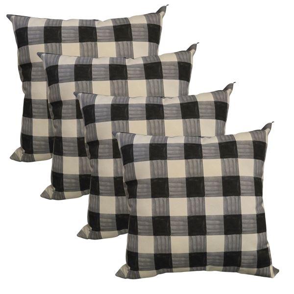 Shelf - x4 Black & white Checkered Throw Pillows