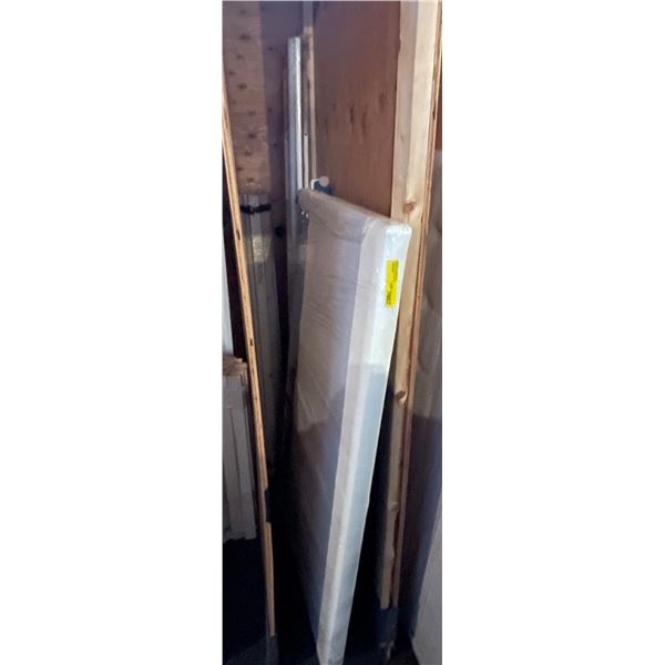 White Leather Double Bed  - Headboard, Side Rails, Foot Board & Frame