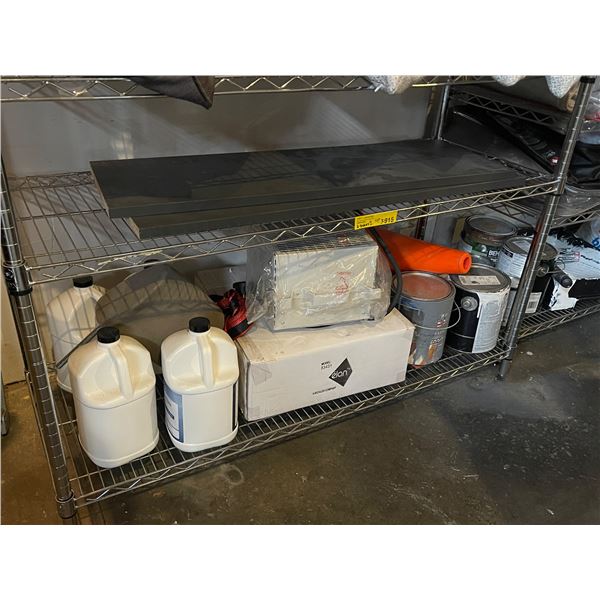 2 Shelves - Space Heater, Light Fixture, Paint, Cone, Hand Sanitizer, Etc.