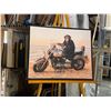 Image 4 : 2 pc - Monley on Motorcycle & Cat Reading Pictures - 21x17"