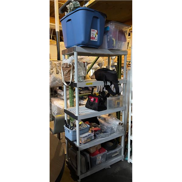 Rack & Contents - Includes Tools, DeWalt Drill, Hardware, Heater, Decorations, Etc.
