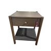 Image 1 : Wooden Nightstand / Side Table with Drawer and Woven Lower Shelf - 17.5" L x 19" W x 24" H