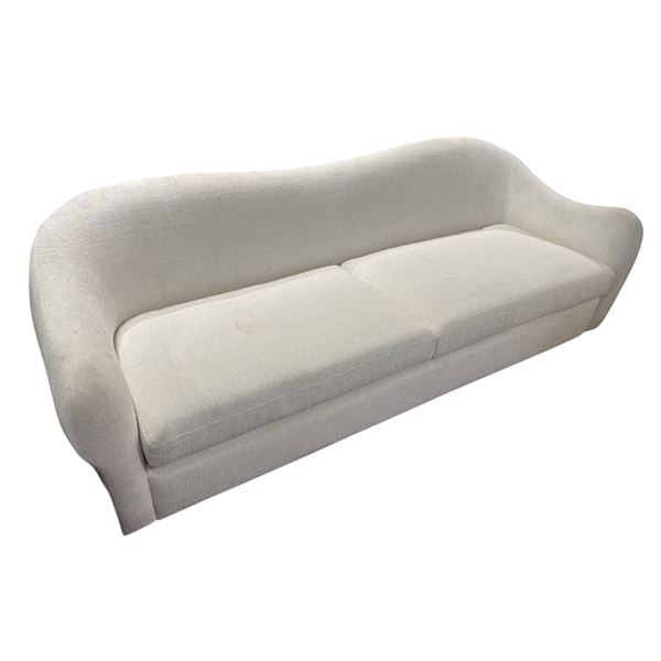 Modern Curved Upholstered Sofa - Cream Fabric - 85" L x 28" W x 29" H