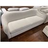 Image 2 : Modern Curved Upholstered Sofa - Cream Fabric - 85" L x 28" W x 29" H