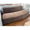 Image 2 : Modern Upholstered Armless Sofa / Bench - Brown Fabric - 78" L x 37.5 W x 29" H