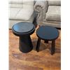 Image 2 : New Modern Black Side Table Set with Stone & Wood Top
