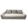 Image 1 : New Modern Upholstered Sofa with Three Accent Cushions - Light Grey Fabric - 96" L x 37.5" W x 28" H