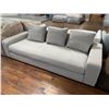 Image 3 : New Modern Upholstered Sofa with Three Accent Cushions - Light Grey Fabric - 96" L x 37.5" W x 28" H