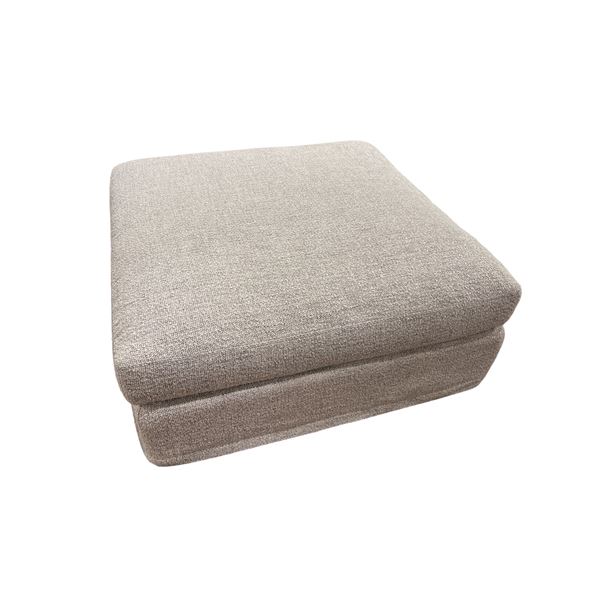 Large Square Upholstered Ottoman - Light Grey Fabric