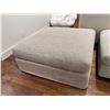 Image 2 : Large Square Upholstered Ottoman - Light Grey Fabric