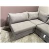 Image 2 : Grey Upholstered Sectional Sofa with Chaise - 154" W x 38" W x 28" H (Slightly Different Colour Chai