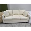 Image 2 : New Three-Seat Upholstered Sofa with Accent Pillows - Cream - 75" L x 36.5" W x 33" H