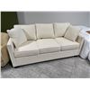 Image 3 : New Three-Seat Upholstered Sofa with Accent Pillows - Cream - 75" L x 36.5" W x 33" H