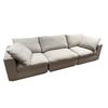 Image 1 : Large Upholstered Modular Sectional Sofa - Light Grey Fabric - Approx. 114" L x 38" W x 26" H