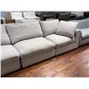 Image 3 : Large Upholstered Modular Sectional Sofa - Light Grey Fabric - Approx. 114" L x 38" W x 26" H