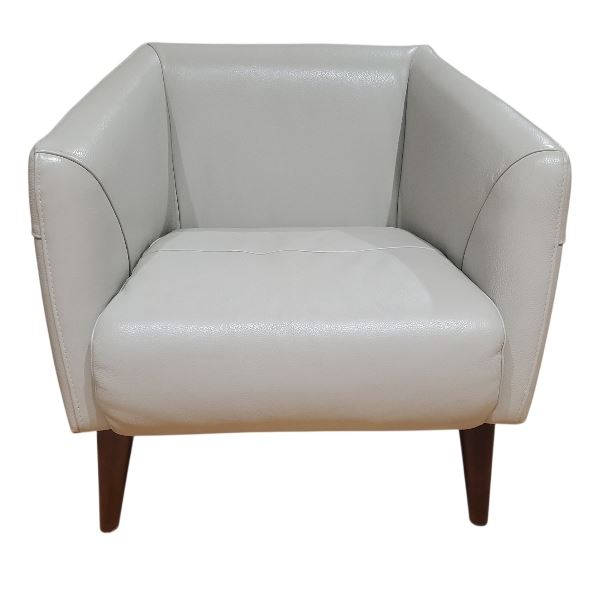 New Grey Leather Armchair, H29" x W29" x D33" (store display item without box)