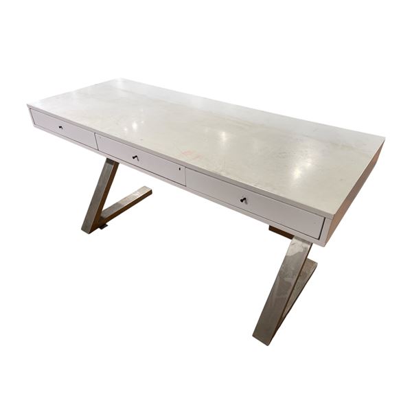 White Work Desk w/ Drawers 59" L x 24" W x 30.5" H