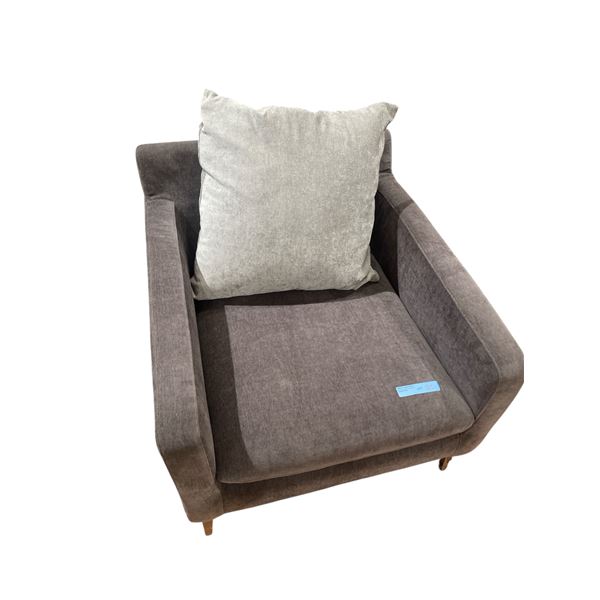 Charcoal Fabric Lounge Chair w/ Throw Cushion