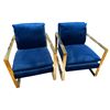 Image 1 : Pair of Blue Velvet Armchairs w/ Gold-Tone Frames