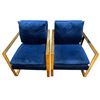 Image 1 : Pair of Blue Velvet Armchairs w/ Gold-Tone Frames