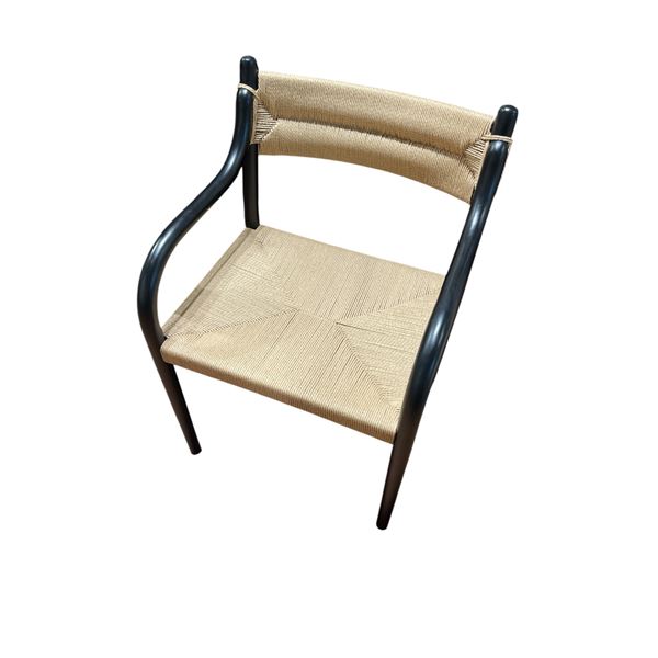 New Contemporary Woven Rope Lounge Chair with Black Frame