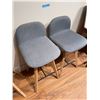 Image 2 : New Moes Pair of Modern Upholstered Dining Chairs with Wood Legs - Grey Fabric