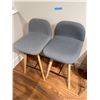 Image 2 : New Moes Pair of Modern Upholstered Dining Chairs with Wood Legs - Grey Fabric