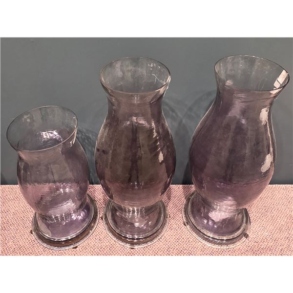Sandy's - Group of 3 Large Glass Candle Holders - RV: $1190 CAD, 17.5" & 25" Tall