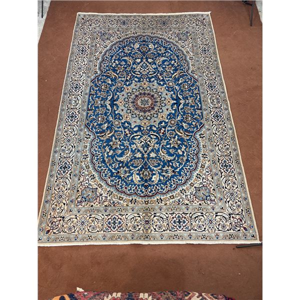 Naein 100% Authentic Hand Knotted Wool Persian Rug Handmade in Iran The best color (beautiful blue)