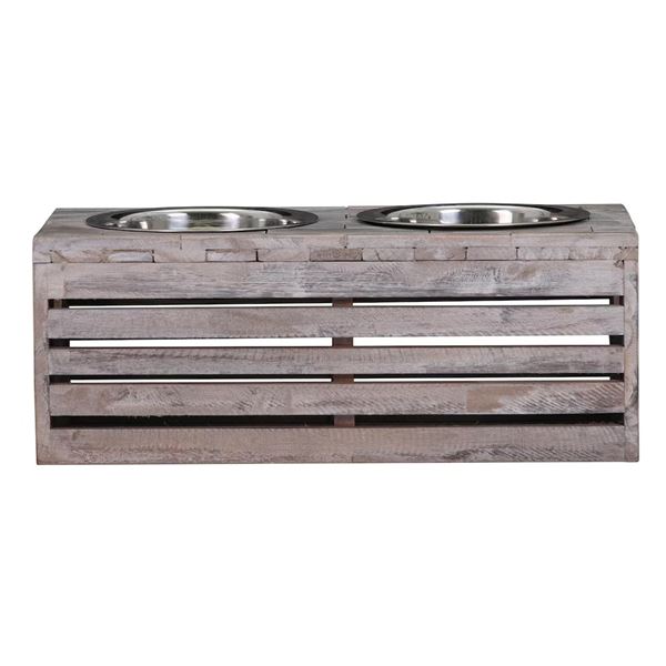 BNIB Earth-Friendly Recycled Wood Pet Feeding Dish, Set of 2, Brown RV: $134