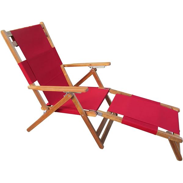 Patioflare Portable Patio Lounge Chair with Leg Rest, Red