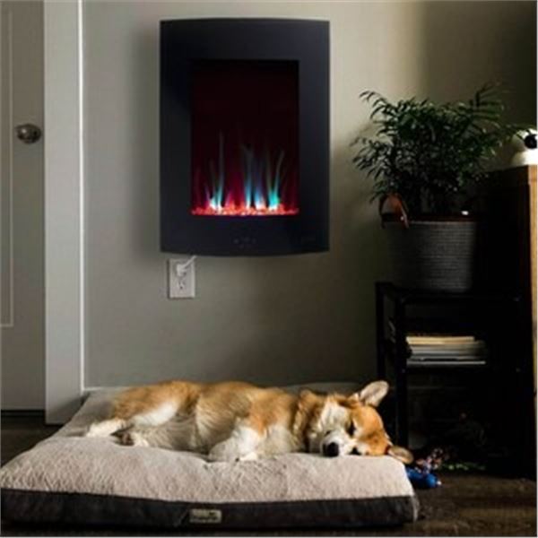 Paramount Vertical Curved Electric Fireplace, 27-in, Balck