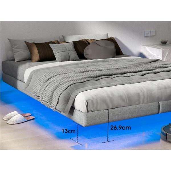 26.9cm High Full Floating Bed Frame with LED Lights - RV: $250 CAD