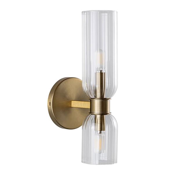 BNIB 16" Wall Ligh in Soft Gold with Ribbed Glass - RV: $153 CAD (Model: WL7091/SG)
