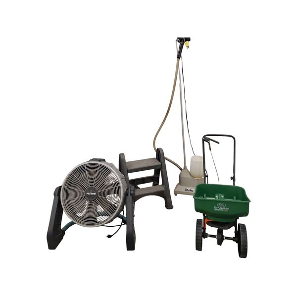 4 Pcs - Scotts Turf Builder EdgeGuard Mini, Patton High Velocity Floor Fan, Jiffy Pro-Line Garment S