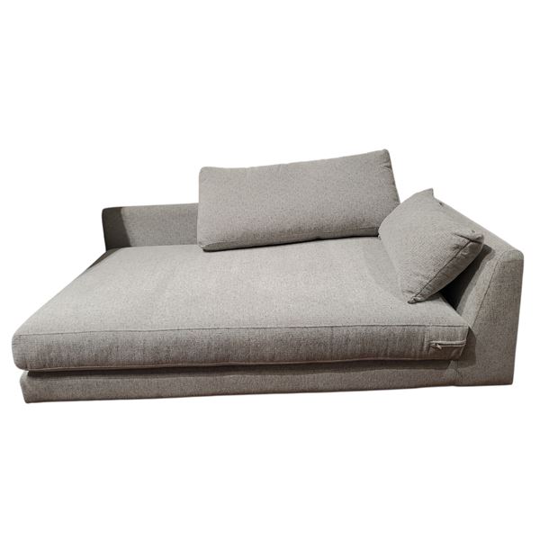 New Light Grey Upholstered Chiase (1-Pcs), H18" x W37" x D59"  (store display item without box)
