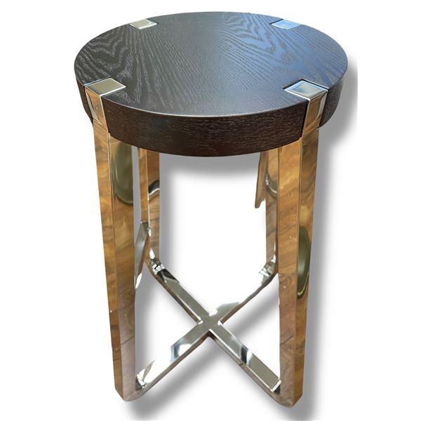 New Contemporary Chrome Stool - H25"
