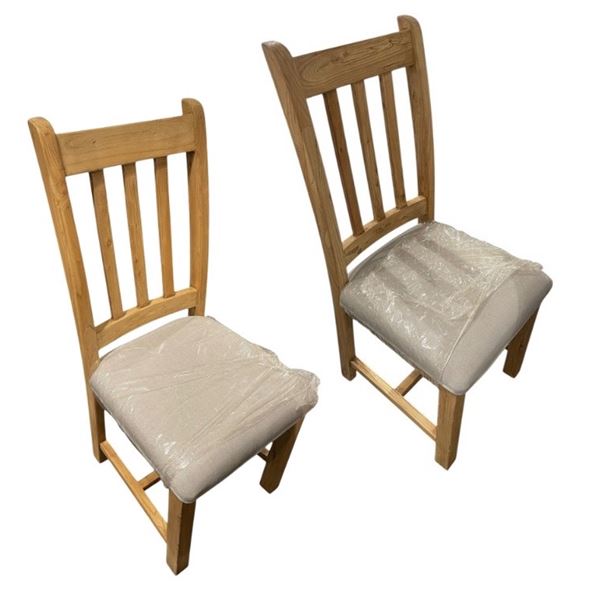 New Set of Two Grey Wooden Dining Chairs