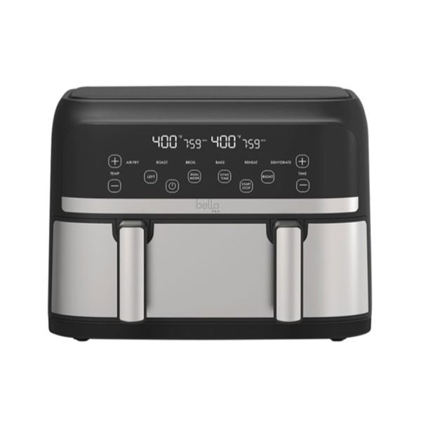 BELLA PRO MINI 4QT TRIZONE AIR FRYER W/ EVERGOOD CERAMIC - TESTED WORKING, RETAIL $299