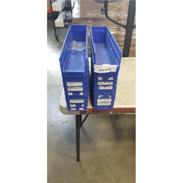 18 BLUE ORGANIZER BINS, 4 X 18 INCH