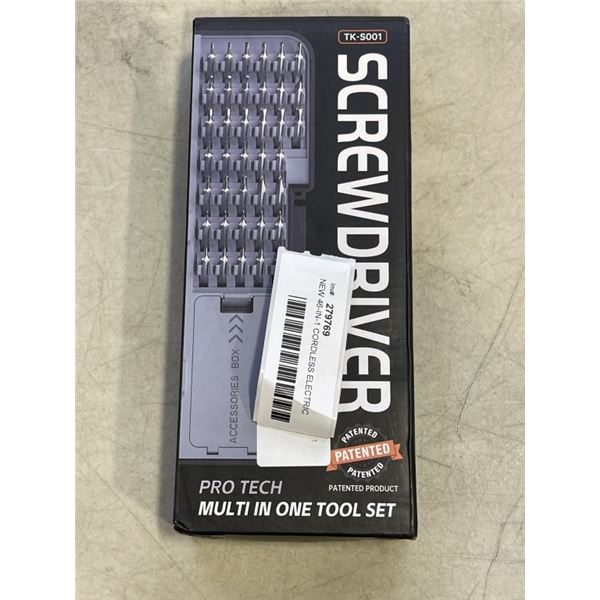 NEW 46-IN-1 CORDLESS ELECTRIC SCREWDRIVER SET, WITH 38 MAGNETIC PRECISION BITS, QUIET HIGH-TORQUE RE