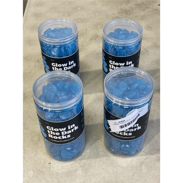 4 NEW TUBS OF BLUE GLOW IN THE DARK ROCKS