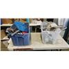 Image 1 : 2 TOTES OF PLUMBING SUPPLIES, TOOLS, ETC