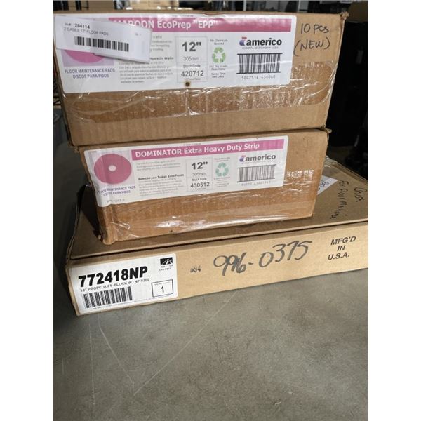 2 CASES 12" FLOOR PADS AND 18" TUFF-BLOCK PAD