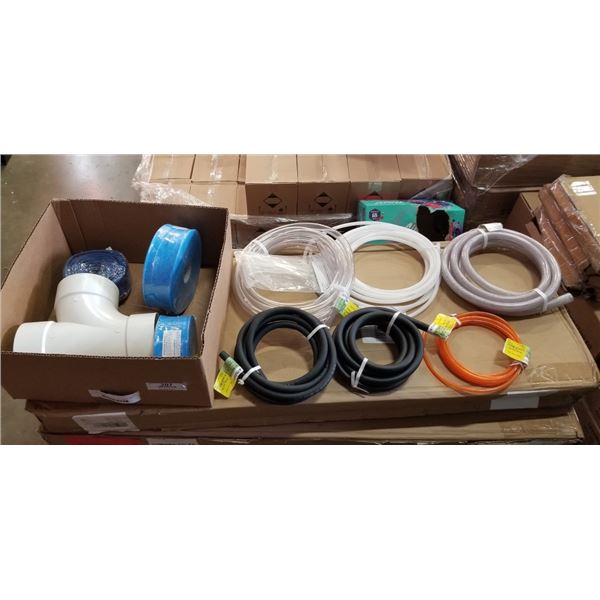 BOX OF NEW OUTFLOW HOSE, WATER LINE AND MORE